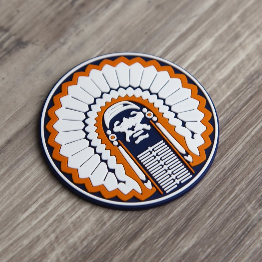 Illinois Fighting Illini Chief Illiniwek 3D Flat Bill Trucker Hat- Loden/ Camo - Picture 3 of 3